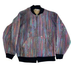 Vintage Carhartt Jacket Mens Xl Pink Blue Bomber Aztec Southwestern 80s Colorful
